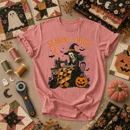Season Of The Witch Halloween Quilter T-Shirt - Heather Mauve