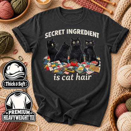 Secret Ingredient Is Cat Hair Black Cats Quilting T-Shirt - Dark Heather Grey