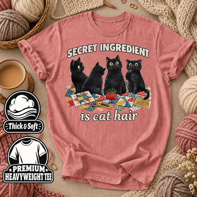 Secret Ingredient Is Cat Hair Black Cats Quilting T-Shirt - Heather Mauve