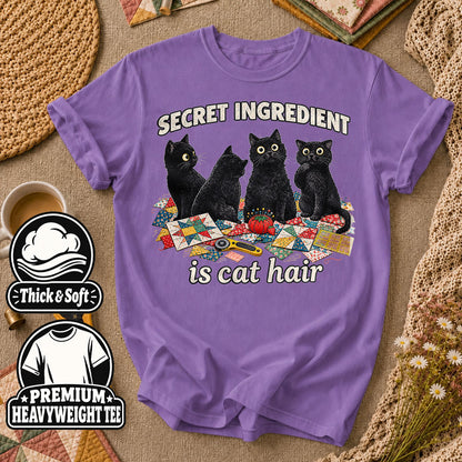 Secret Ingredient Is Cat Hair Black Cats Quilting T-Shirt - Heather Team Purple