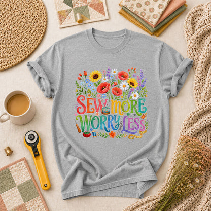 Sew More Worry Less Wildflower Bouquet T-Shirt - Athletic Heather
