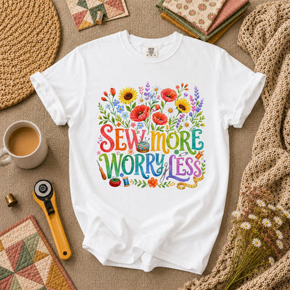 Sew More Worry Less Wildflower Bouquet T-Shirt - White