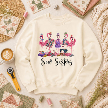 Sew Sisters Flamingos Quilting Long Sleeve - Natural