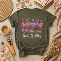 Sew Sisters Flamingos Quilting T-Shirt