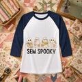 Sew Spooky Ghost Crew Halloween Raglan Sleeve