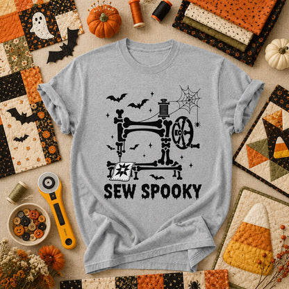 Sew Spooky Skeleton Halloween T-Shirt - Athletic Heather
