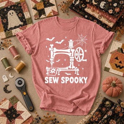 Sew Spooky Skeleton Halloween T-Shirt - Heather Mauve