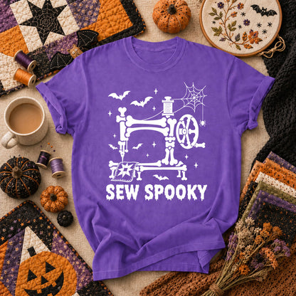 Sew Spooky Skeleton Halloween T-Shirt - Heather Team Purple