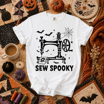 Sew Spooky Skeleton Halloween T-Shirt - White