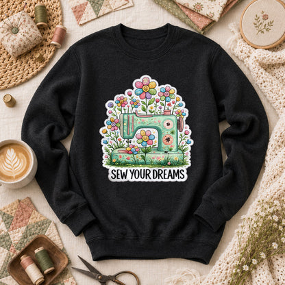 Sew Your Dreams Floral Sewing Machine Long Sleeve - Black