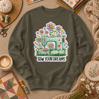 Sew Your Dreams Floral Sewing Machine Long Sleeve - Military Green