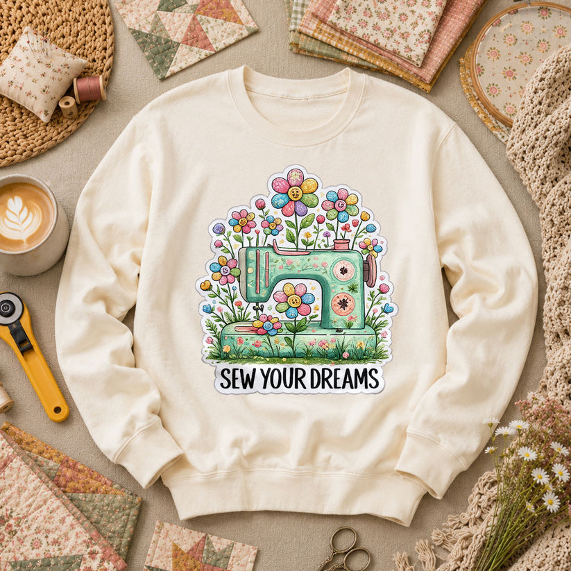 Sew Your Dreams Floral Sewing Machine Long Sleeve - Natural