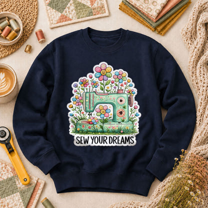 Sew Your Dreams Floral Sewing Machine Long Sleeve - Navy