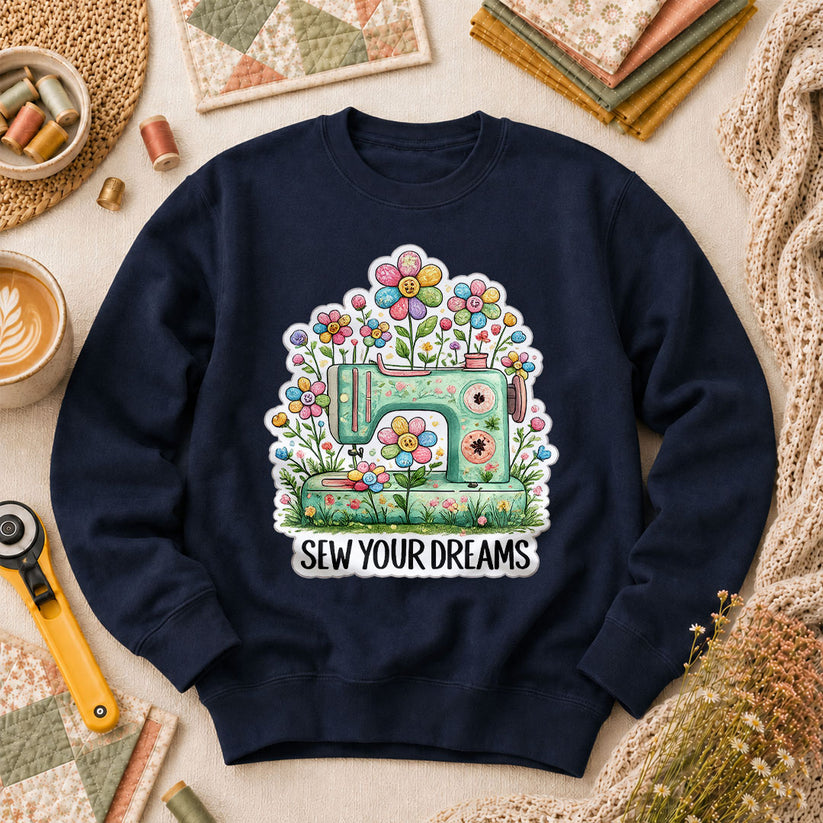 Sew Your Dreams Floral Sewing Machine Long Sleeve - Navy
