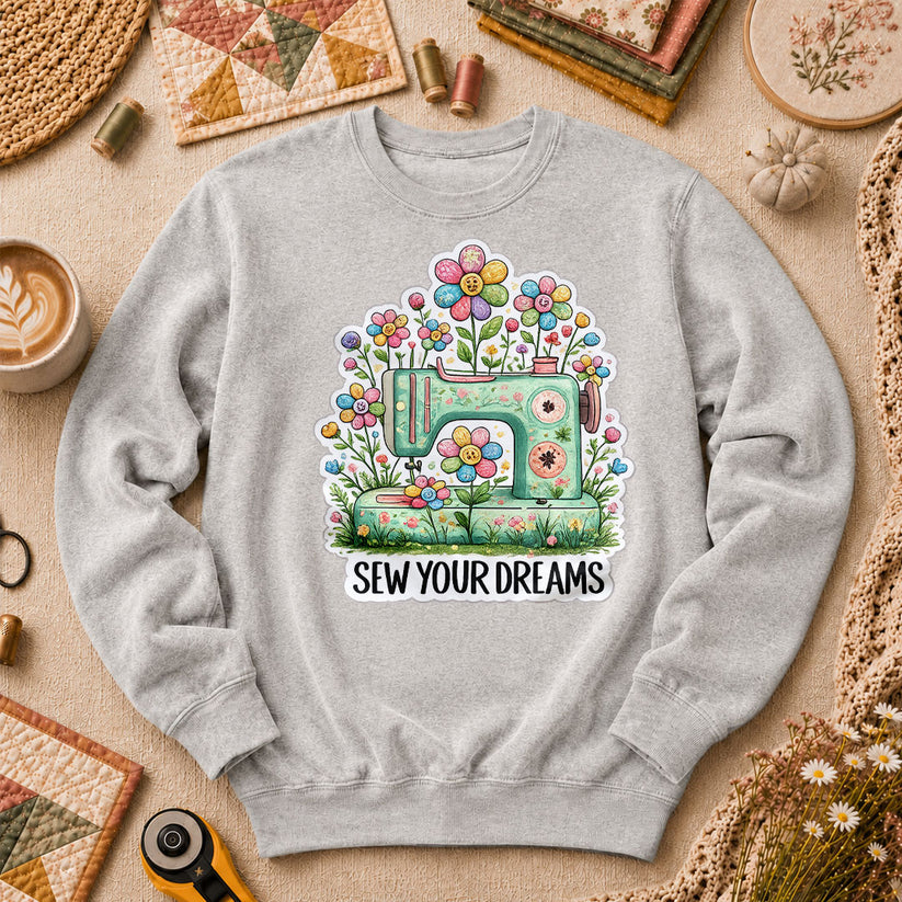 Sew Your Dreams Floral Sewing Machine Long Sleeve - Sport Grey