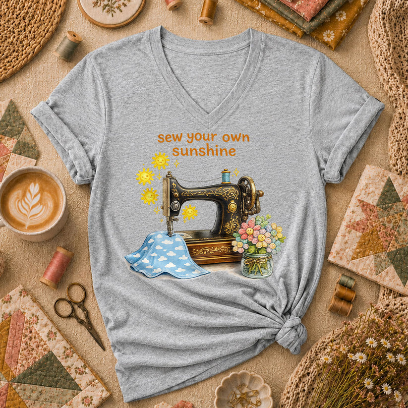Sew Your Own Sunshine Women's V-Neck - Athletic Heather
