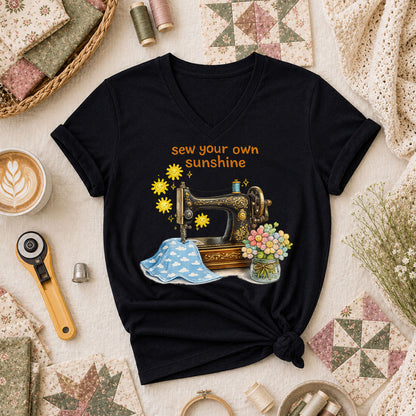 Sew Your Own Sunshine Women's V-Neck - Black