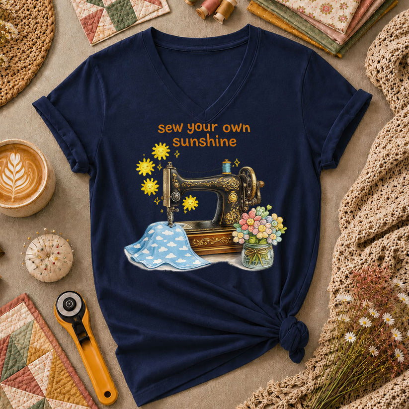 Sew Your Own Sunshine Women's V-Neck - Navy