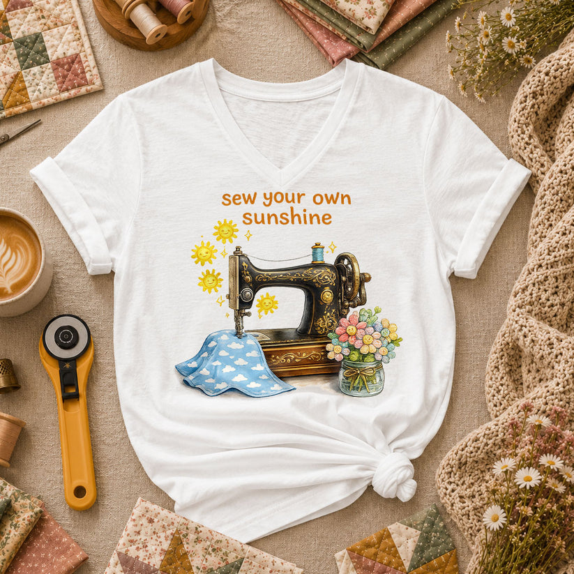 Sew Your Own Sunshine Women's V-Neck - White