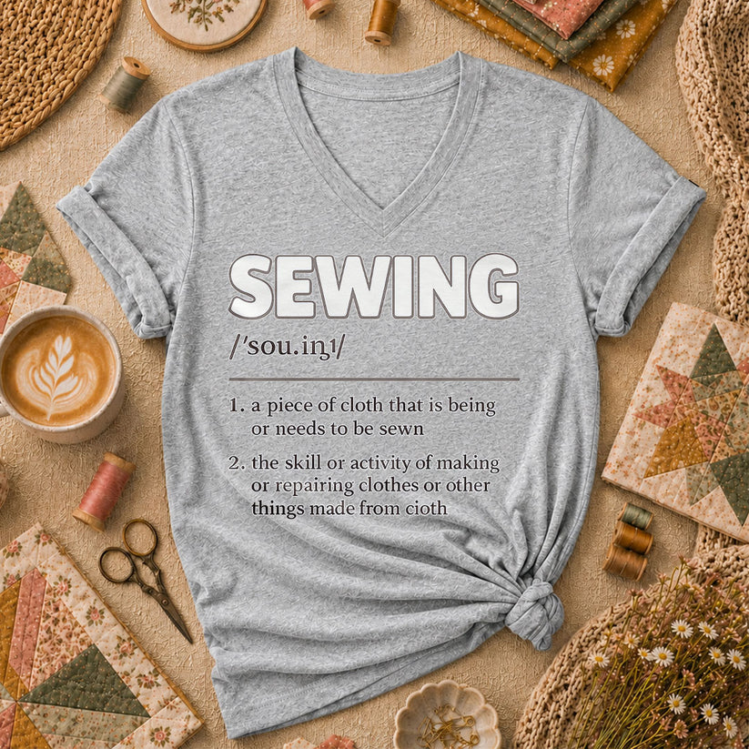Sewing Definition Vintage Women's V-Neck - Athletic Heather