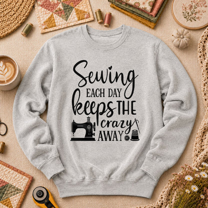 Sewing Each Day Keeps The Crazy Away Long Sleeve - Sport Grey
