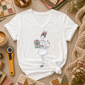 Sewing Girl With Fabric Stack Illustration Women's V-Neck