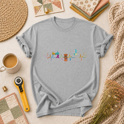 Sewing Heartbeat Sewing Machine T-Shirt - Athletic Heather