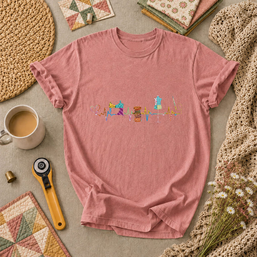 Sewing Heartbeat Sewing Machine T-Shirt - Heather Mauve