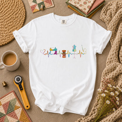 Sewing Heartbeat Sewing Machine T-Shirt - White