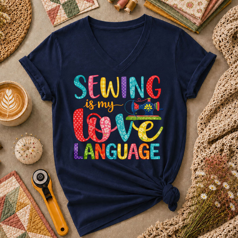 Sewing Is My Love Language Women's V-Neck - Navy