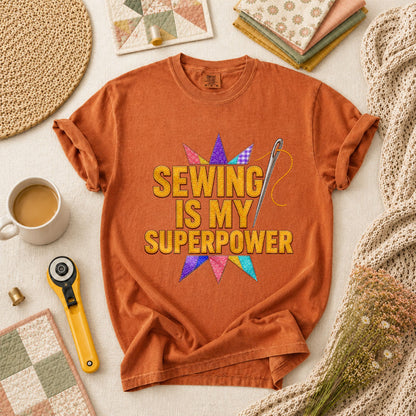 Sewing Is My Superpower Patchwork Star T-Shirt - Yam