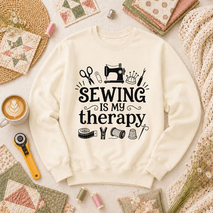 Sewing Is My Therapy Long Sleeve - Natural