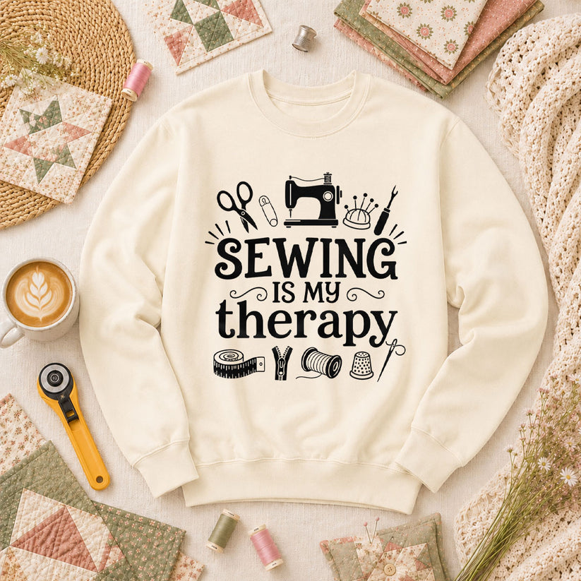 Sewing Is My Therapy Long Sleeve - Natural