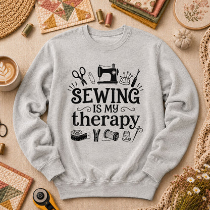 Sewing Is My Therapy Long Sleeve - Sport Grey
