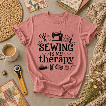 Sewing Is My Therapy T-Shirt - Heather Mauve