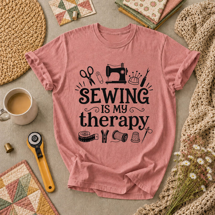 Sewing Is My Therapy T-Shirt - Heather Mauve