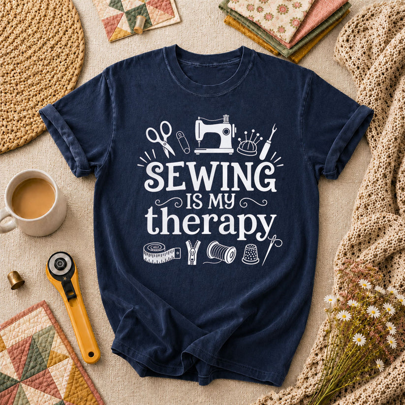 Sewing Is My Therapy T-Shirt - Navy