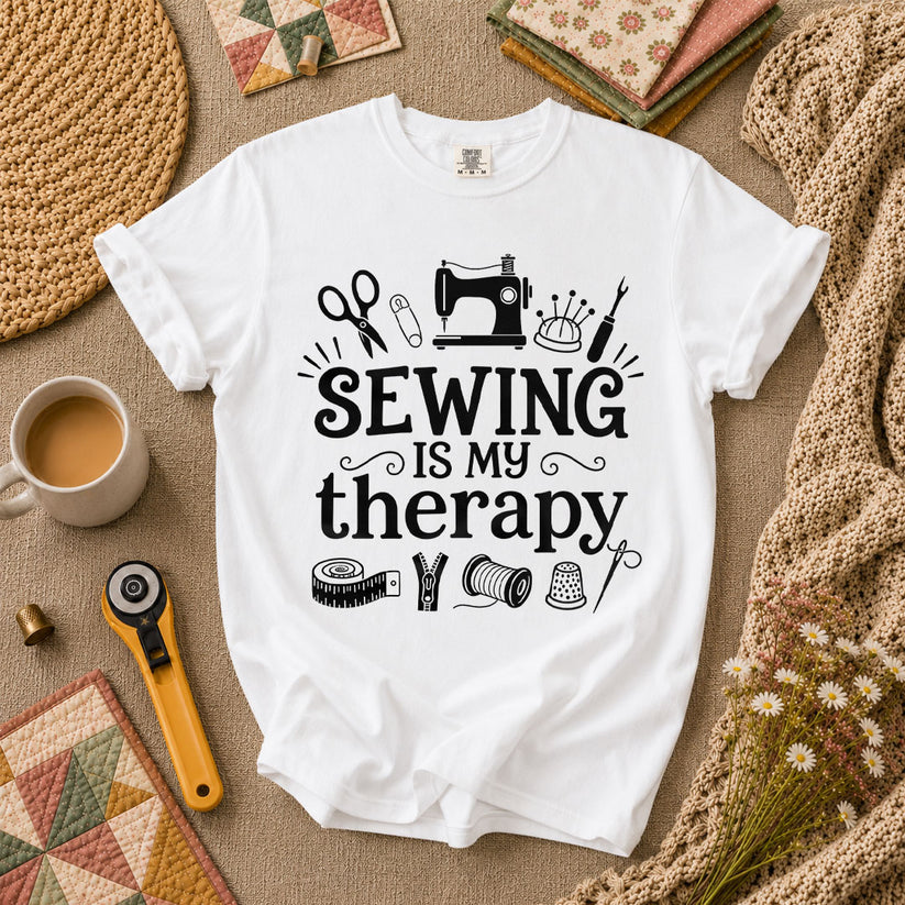 Sewing Is My Therapy T-Shirt - White
