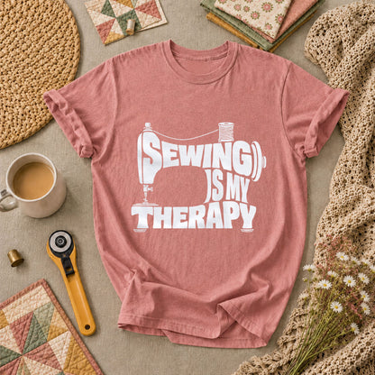 Sewing Is My Therapy Vintage Machine T-Shirt - Heather Mauve
