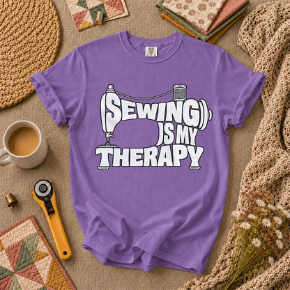 Sewing Is My Therapy Vintage Machine T-Shirt - Heather Team Purple
