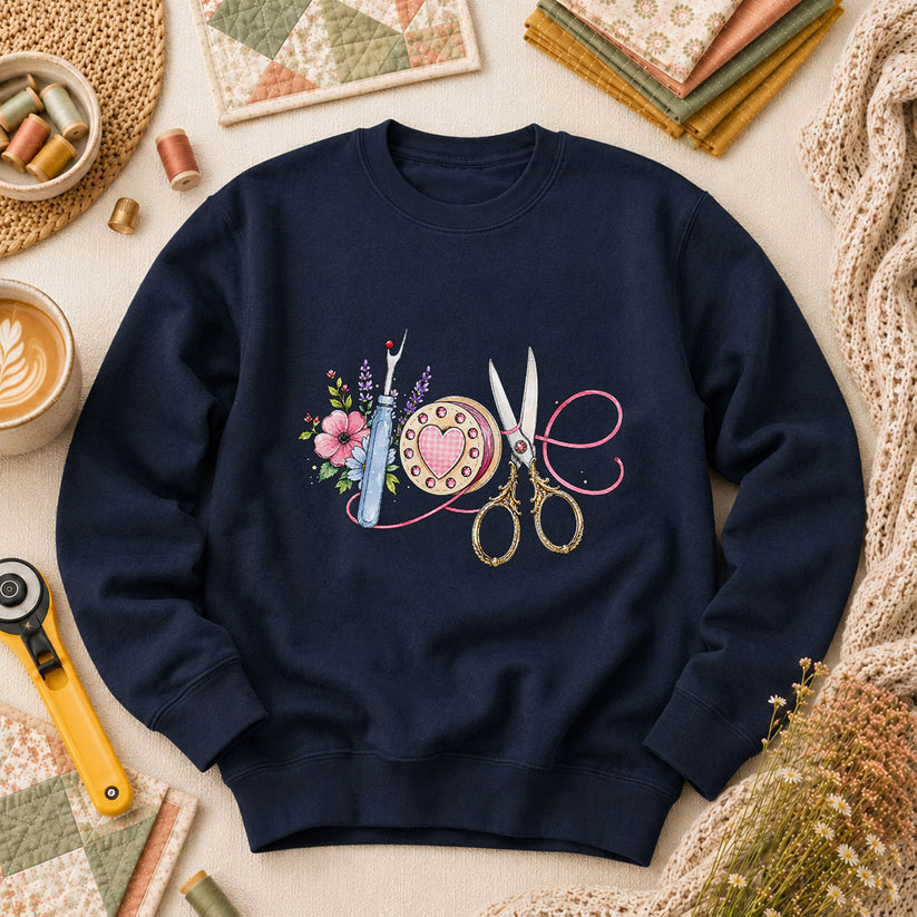 Sewing Love Long Sleeve - Navy
