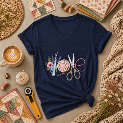 Sewing Love Women's V-Neck - Navy