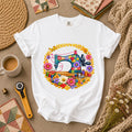 Sewing Machine Floral Wreath Butterfly T-Shirt