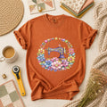 Sewing Machine Floral Wreath T-Shirt