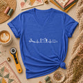 Sewing Machine Heartbeat Scissors Heart Minimalist Women's V-Neck