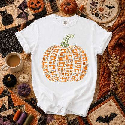 Sewing Machine Pumpkin Halloween T-Shirt - White