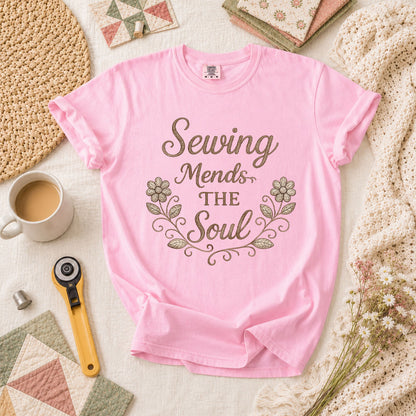 Sewing Mends The Soul Floral T-Shirt - Blossom