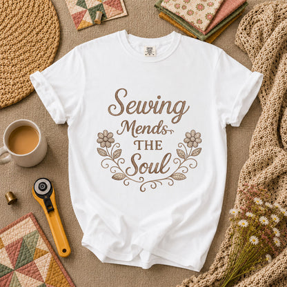 Sewing Mends The Soul Floral T-Shirt - White
