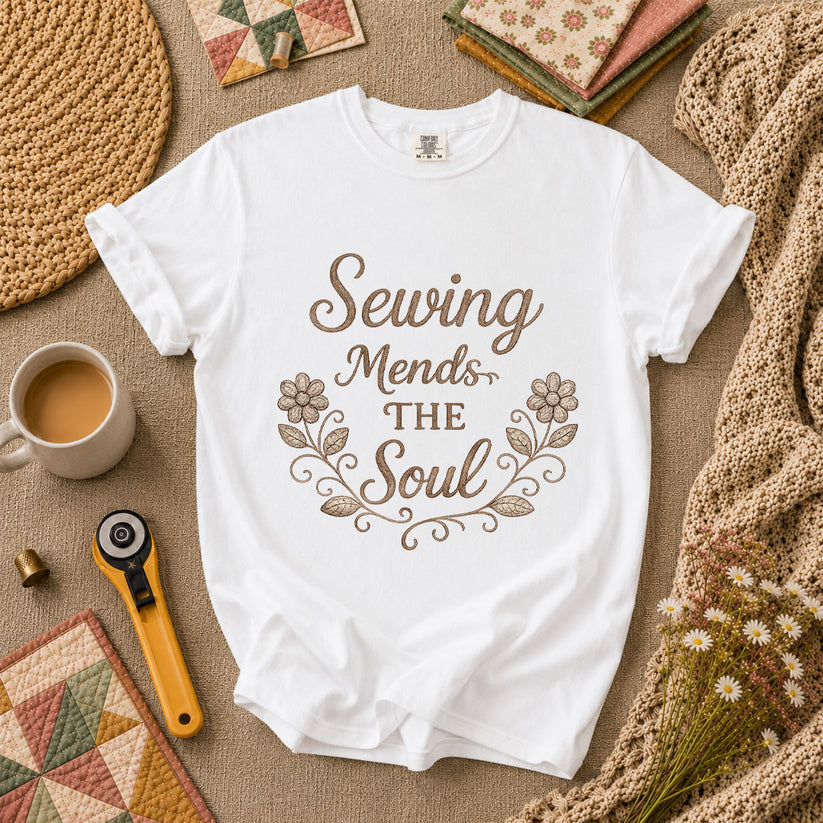 Sewing Mends The Soul Floral T-Shirt - White