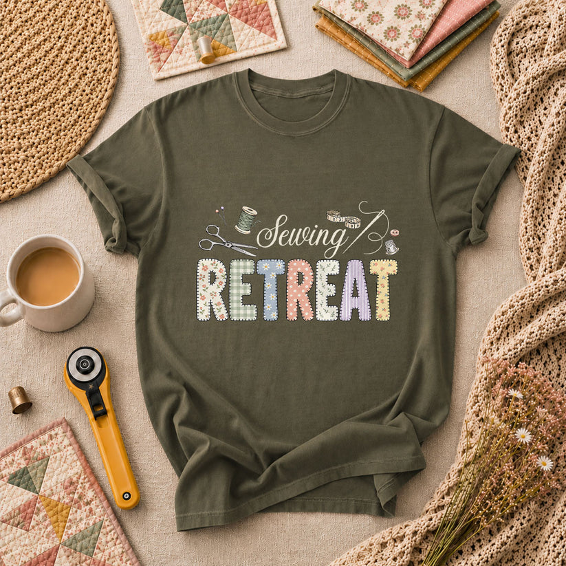 Sewing Retreat T-Shirt - Military Green